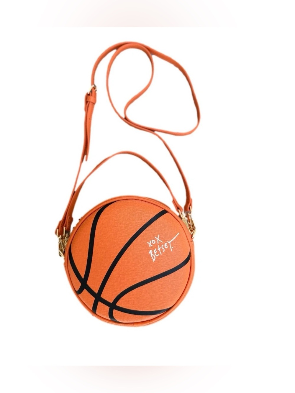 Betsey Johnson Baller Orange Basketball 2 Handle Zipper Whistle Charm Crossbody